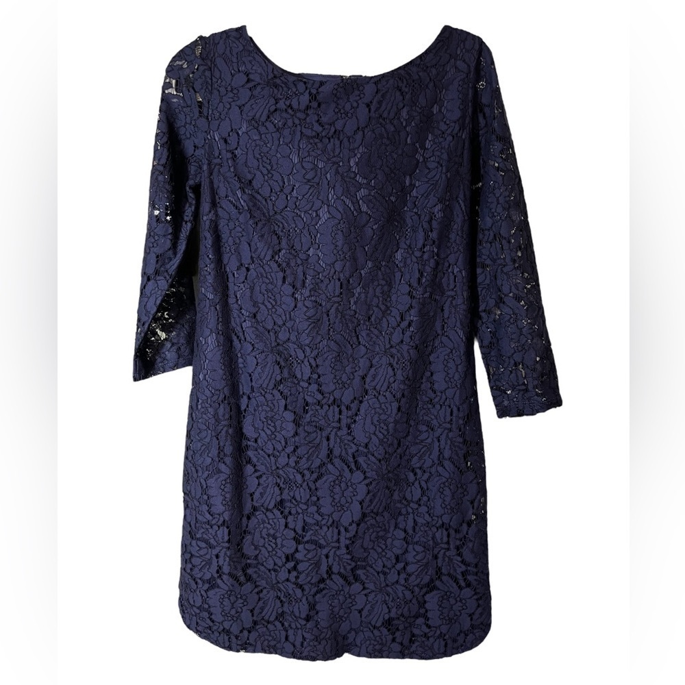 VINCE CAMUTO Navy Lace Sheath Dress Size 4 - Picture 2 of 9
